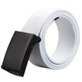 thumbnail image 3 of IQOGKRN Unisex Canvas Web Belt For Men Women Automatic Flip Top Black Metal Buckle Cut-To-Fit Adjustable Casual Strap Belt White 150cm, 3 of 3