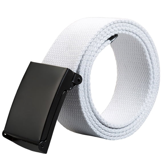 Adjustable Nylon Canvas Belt for Men, Plastic Buckle Non Metal Airport Friendly Work Web Belt, Unisex Comfortable Outdoor Casual Training Belt 140cm/55", Easy to Use (White,47")