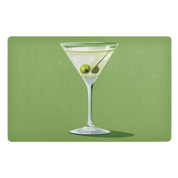 Yayeee Doormat for Indoor Entrance 32" x 20" Non Slippery Floor Rug, Green Martini Glass