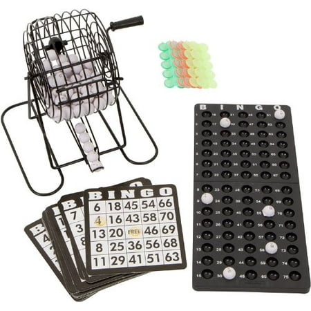 18 Card Bingo Set with 75 Numbered Balls, a Metal Cage to Spin, Bingo Chips and Ball Rack By Trademark (Best Bingo Card Numbers)