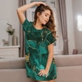 thumbnail image 3 of Fotbe Green Gold Glitter Bata de Dormir para Mujer con Estampado, Camisón de Algodón de Manga Corta, Ropa de Dormir Casual, 3 of 6
