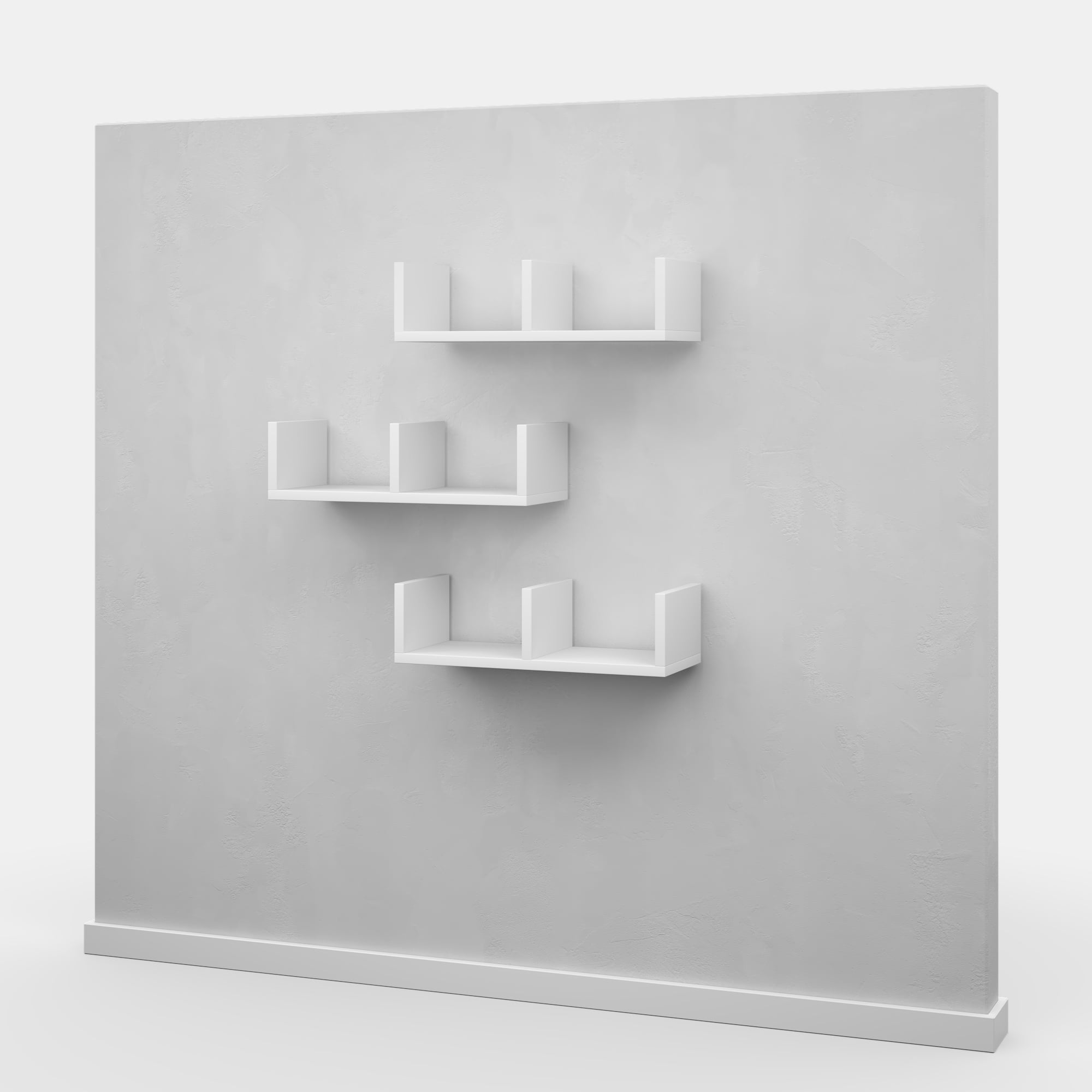 Ada Home Decor Furniture 19.69" 3 Tier White Waller Modern Wall Shelf