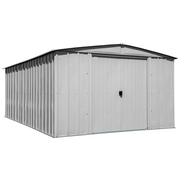 Arrow Classic 10 x 14 x 6 ft Flute Grey Steel Storage Shed