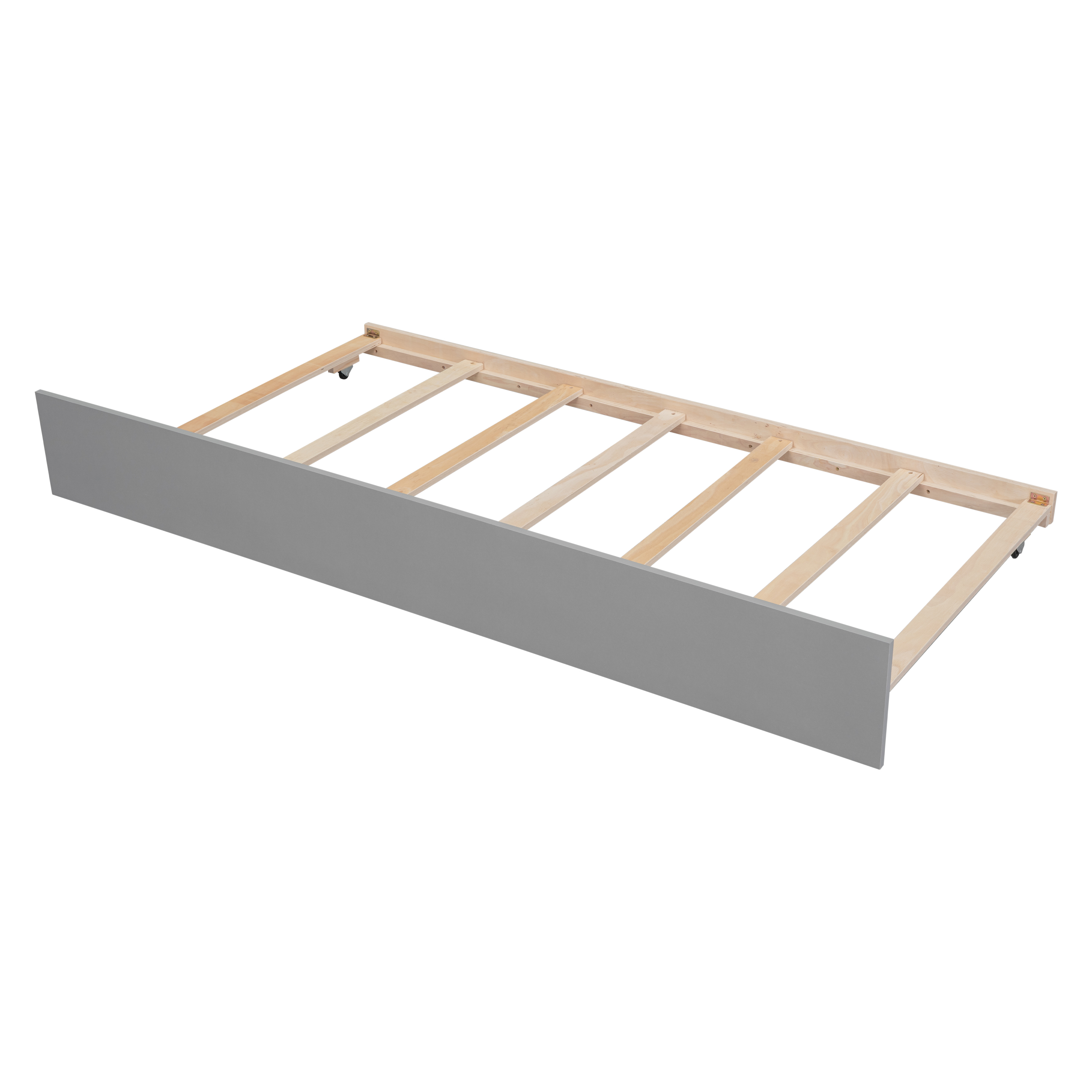 Euroco Wood House Platform Bed with Trundle for Kids Teens Room, Semi-Close House Bed with Roof, Gray