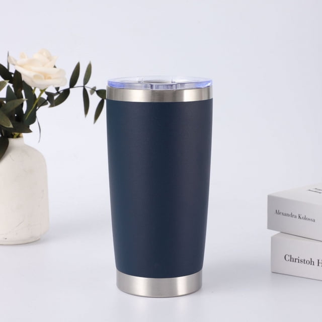 Juego de 1 vaso de acero inoxidable de 20 oz con tapa, taza de viaje con aislamiento al vacío de doble pared, vaso de café delgado y colorido para café, agua, bebidas frías y calientes