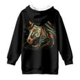 thumbnail image 5 of Psesaysky Girls Tribal Horse Graphic Hoodies Size 9-10 Years Long Sleeve Cartoon Print Pullover Hooded Sweatshirt Cute Casual Tops for Girl, 5 of 7