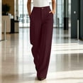 thumbnail image 4 of cocolona Womens Casual High Waist Dress Pants Button Zipper Waist Straight Wide Leg Commute Work Pants with Pockets, 4 of 5