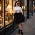 thumbnail image 3 of Agnes Orinda Women's Plus Size Button Decor Elastic Waist A Line Skirt, 3 of 8