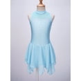 thumbnail image 4 of MSemis Kids Girls Sequins Figure Ice Skating Dress Gymnastics Leotard Ballet Dance Dress,Size 6-16 Light Blue 8, 4 of 5