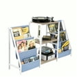 thumbnail image 5 of FurnitureR Multifunctional Magazine Rack with Center Display Shelf, 3-Tier Fabric Book Organizer & Record Player Stand, Modern Bookshelf Storage Unit for Living Room or Office, 5 of 8