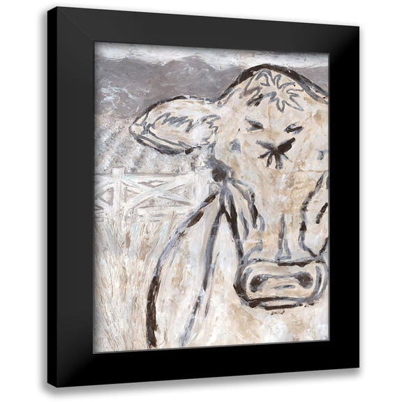 Bryan, Kathleen 11x14 Black Modern Framed Museum Art Print Titled - Farm Sketch Cow