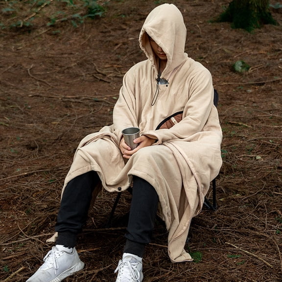 Fleece Camping Cape Sleeping Bag Sleeping Bag Poncho For Travel Camping Cape Sleeping Bag (champagne)