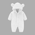 thumbnail image 2 of VKOYWKM Baby Boys Girls Romper with Ear Hooded Fuzzy Fleece Jumpsuit Infants Snowsuit Winter Winter Long Sleeve Zip Up Hooded Newborn Baby Onesies, 2 of 7