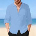 thumbnail image 2 of Camisas de Manga Larga con Botón de Solapa para Hombre de Ajuste Suelto Top de Moda de Bolsillo de Cardigan para el Verano, 2 of 9