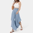 thumbnail image 4 of ICHUANYI Clearance Women Solid High Waisted Yoga Pants Hippie Pilates Trousers Boho Beach Irregular Elastic Waist Pants(Light Blue, S) ICHUANYI WER2023081117987, 4 of 7