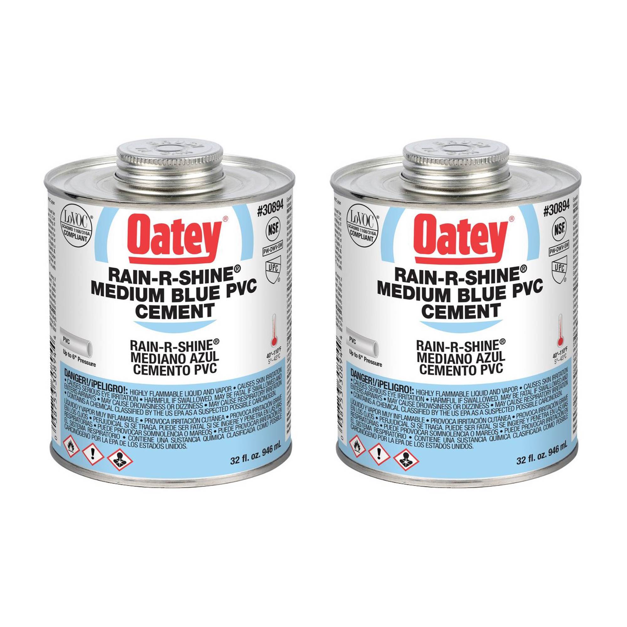 Oatey Hydraulic 32 Oz. PVC Pipe RainRShine Solvent Cement Glue, Blue