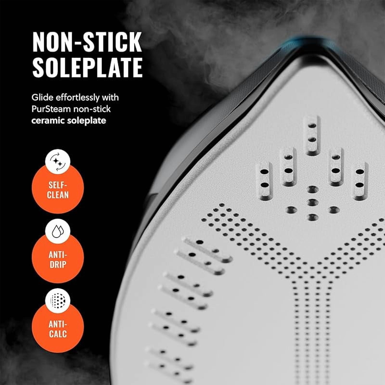 SteamBurst+ 1750W Steam Iron, Ceramic Soleplate, Adjustable Steam, Burst of Steam, Self-Clean, Anti-Calc, Anti-Drip, Powerful & Long-Lasting Steam for All Fabrics