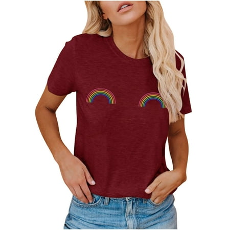 

KEJIG Corset Tops For Women Plus Size Women s Casual Colourful Print Pullover Short Sleeve T-Shirt Tops Shirt