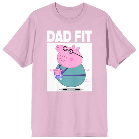 Peppa Pig Dad Fit Adult Cradle Pink Crew Neck Short Sleeve T-shirt-Large