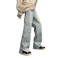 thumbnail image 2 of Pantalones largos para hombre, rectos, simples, sueltos, transpirables, elegantes, de color exquisito, Jeggings para hombre para fiesta, escuela, oficina, azul claro M, 2 of 8