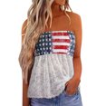 thumbnail image 1 of Loose Tank Tops Para Las Mujeres Mujeres encaje Bandeau Casual sin mangas verano vacaciones suelta vacaciones TubeTop camisa blusa plisada estiramiento túnica Top (White, L), 1 of 6