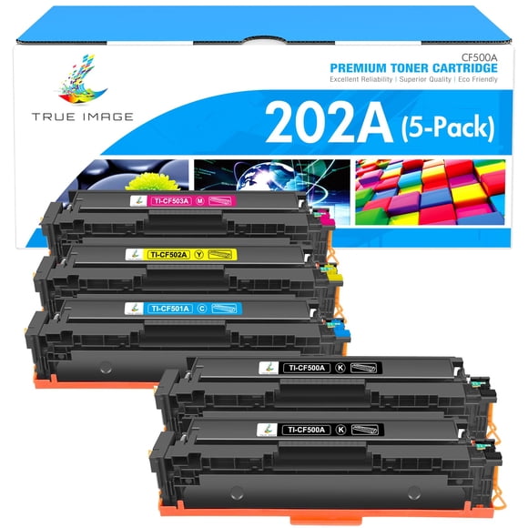 TRUE IMAGE Compatible Toner Cartridge Replacement for HP 202A CF500A 202X Color Laserjet Pro MFP M281fdw M281cdw M254dw M281fdn M254dn M254nw M281 M254 Toner Printer Ink