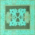 thumbnail image 1 of Ahgly Company Machine Washable Indoor Square Abstract Turquoise Blue Modern Area Rugs, 4' Square, 1 of 4