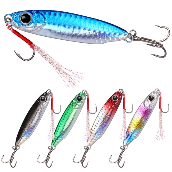 Kaleduo Saltwater Jig Fishing Lures, 5 Pack Metal Spoon Jigs with Ultra-Sharp Hooks, for Tuna, Salmon, Grouper, Bass & Sea Fishing