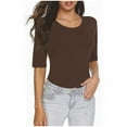 thumbnail image 2 of lmcalzta Tops for Women Trendy 1/4 Sleeve Crew Neck Stretch Slim Fitting Going out Tops Summer Casual Tshirts, 2 of 6