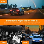 Rexing V2 Pro AI Dash Cam, 3-Channel Front/Cabin/Rear 1080p Recording with Wi-Fi and GPS