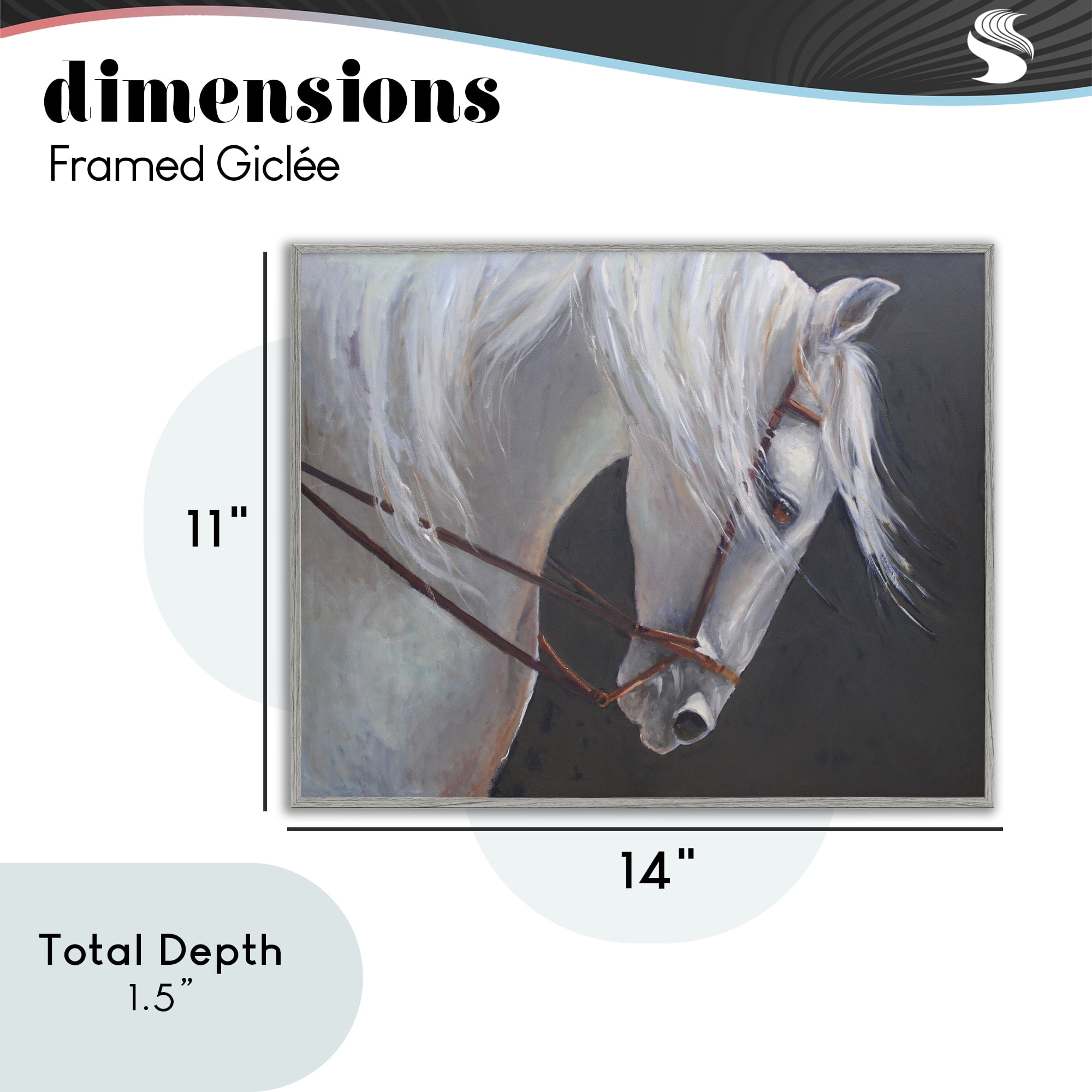 Stupell Industries Majestic White Mare Gray Framed Giclee Art, design by Jadei Graphics