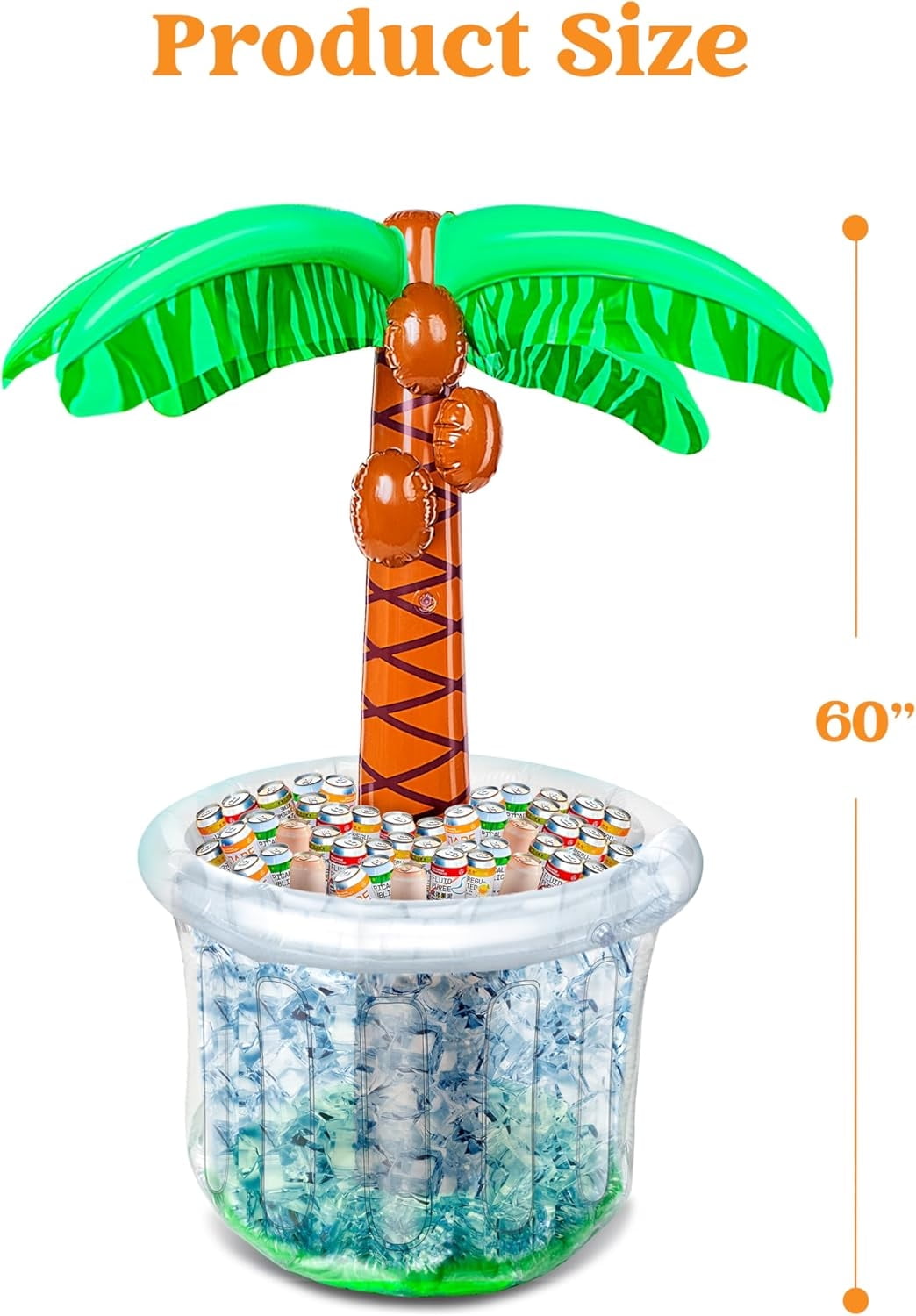 Joyfy 60" Inflatable Palm Tree Ice Chest Cooler,Luau Party Decorations,Summer Outdoor Drink Cooler with Drink Holder