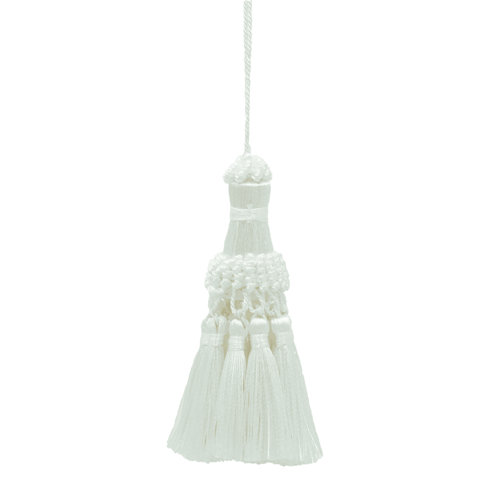 Elegant White Key Tassel / 4 Inch tassel, 3.5 Inch Loop Style NKT A1