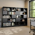 thumbnail image 3 of SOLACE FURNITURE Tall Bookcase,Modern 5 Tier Bookshelf with 3 Bins Storage & Open Shelf,Black, 3 of 8