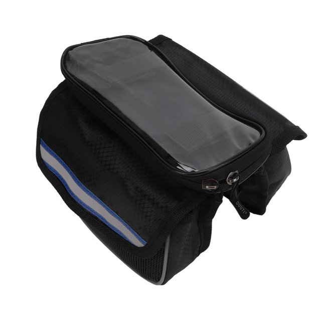 Bolsa para teléfono de bicicleta Tela de nailon 600D Película de TPU transparente Bolsa para cuadro de bicicleta de alta seguridad resistente a los golpes para teléfono de 4,8 a 5,7 pulgadas Azul
