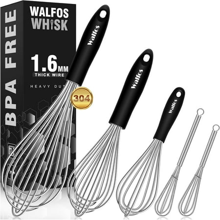 Stainless Steel Whisk Set with 7"+5" Mini whisks, Visualz Heavy Duty Whisks, Kitchen wisk (7+9+11in) Premium for Whisking, Blending, Beating, Frothing & Stirring.
