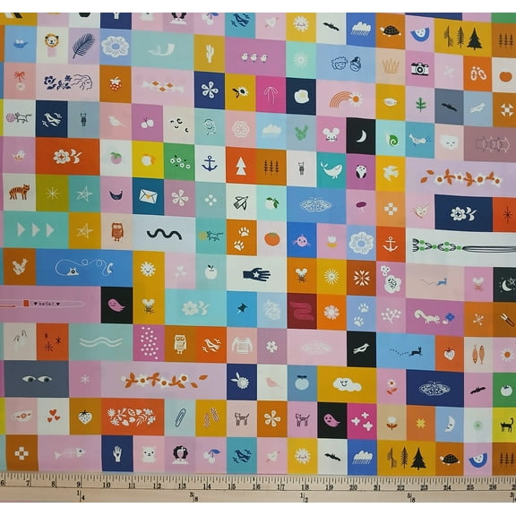 Cotton Selvedge Magic Flowers Stars Birds Butterfly Colorful Animals Ruby Star Society Cotton Fabric Print by the Yard (RS5181-11)