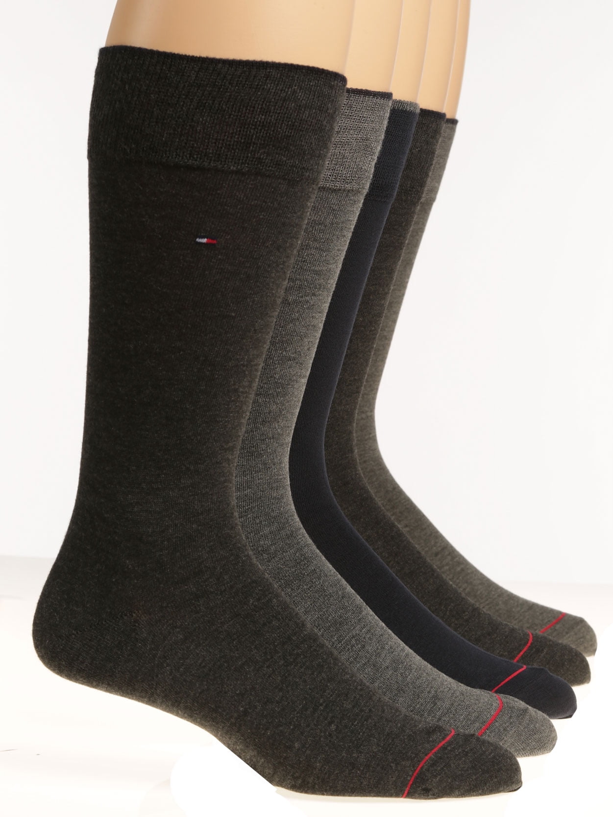 Tommy Hilfiger Mens 5 Pair Flat Knit Rayon Blend Crew Socks 