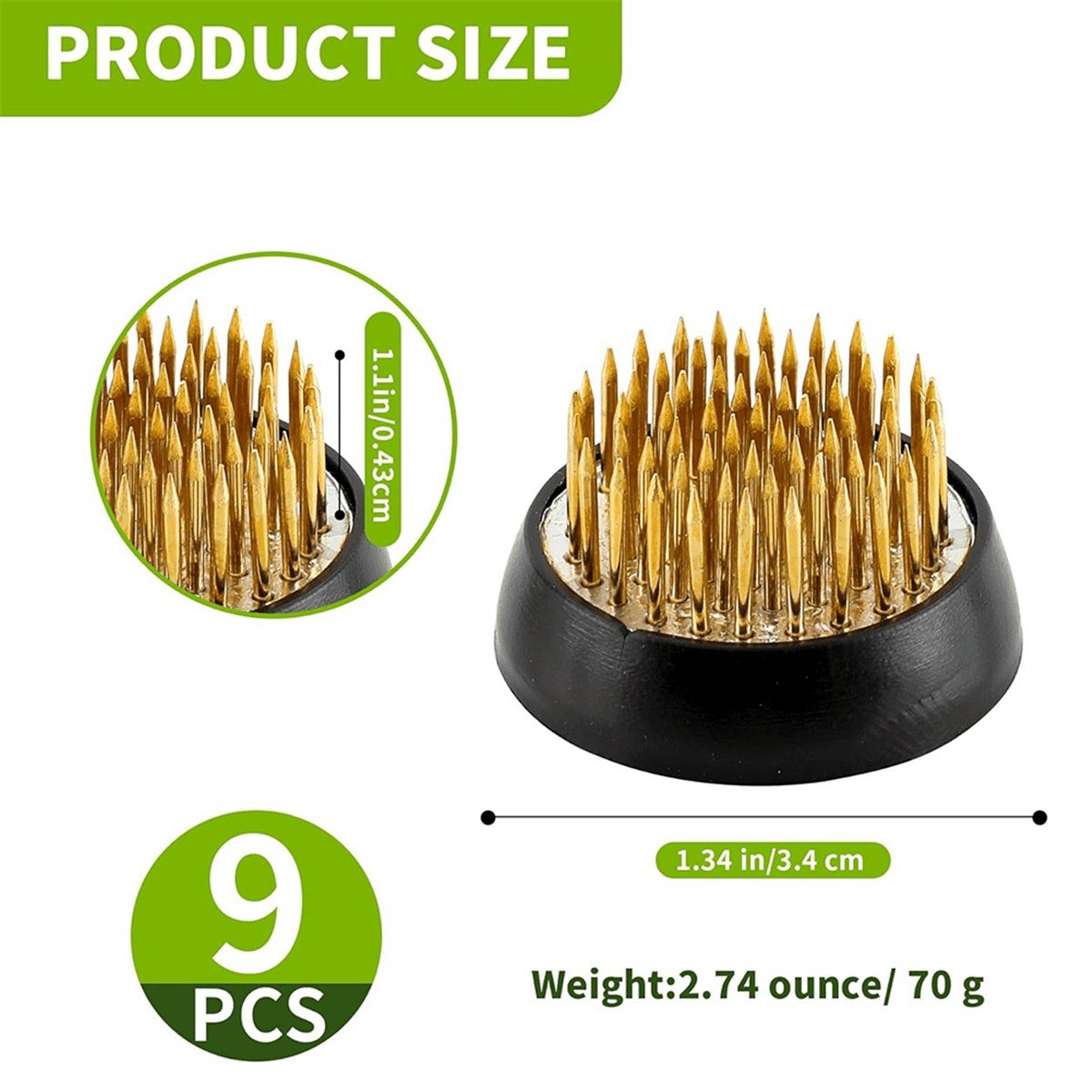 Symkmb 9 Pcs Flower Frogs Round Brass Flower Holder Japanese Ikebana Vase Floral Frogs Flower Arranger Flower Fixed Tools Metal
