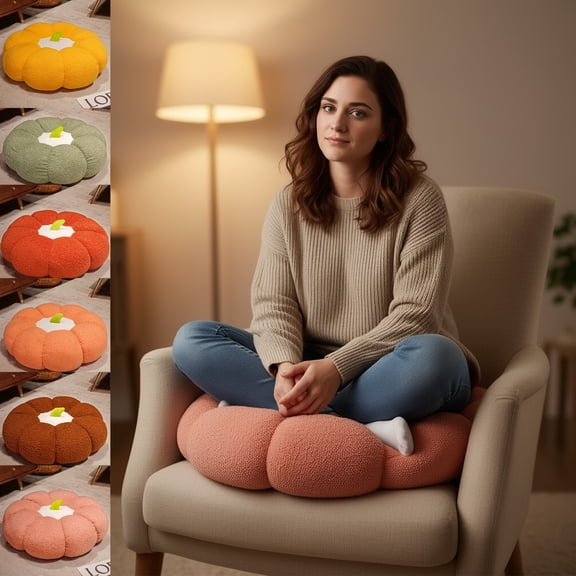 AYktou Pumpkin Shape Tatami Floor Pillow Seat cushion, 16 inch dolls Throw pillow Floor Cushions Living Room Sitting Cushions Window Backrest Mats sofa pads for home decor Festival birthday gift