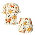thumbnail image 5 of Naloa Flower Fox Women's Short-Sleeved Pajama Set, Loungewear, Summer pajamas, Breathable Cozy - X-Large, 5 of 9