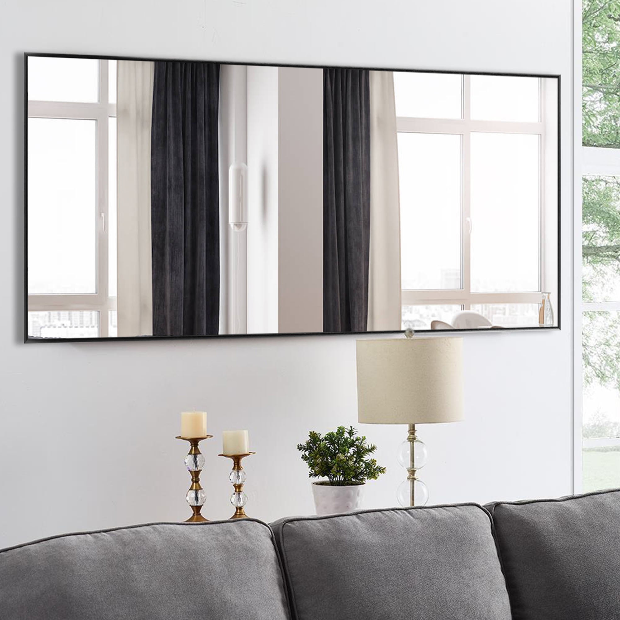 70 in x 30 in Black Modern Full Length Mirror
