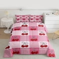 thumbnail image 2 of Homewish Girly Pink Cherry Bedding Comforter Set for Girl, Cartoon Fruit Cherry Twin Comforter Sets, Ribbon Bowknot Reversible Bedding Set, Microfiber Bedroom Decor, 2pcs, 2 of 8
