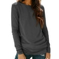 thumbnail image 5 of FRSASU Long Sleeve Shirts for Women Solid Color Casual Soft Crewneck Basic Tee Tops Fall Clothes Dark Gray, 5 of 8
