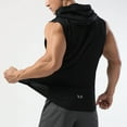 thumbnail image 4 of RYDCOT Men's Workout Quick Drying Hooded Tank Tops Sleeveless Gym Training Hoodies Bodybuilding Muscle Cut off T Shirt Black, 4 of 6