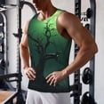 thumbnail image 5 of Balery Green Night Sky Moon Branches Pattern Men's Workout Tank Top Gym Muscle Tee Fitness Bodybuilding Sleeveless T Shirt Quick Dry Fit Muscle Tank Top Slim-Fit Tank-3X-Large, 5 of 7