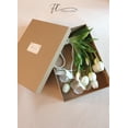thumbnail image 4 of Cascading Bridal Bouquet for Wedding, 20 Inch Faux Tulips Artificial Flowers with Pearls, Elegant White, 4 of 8