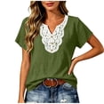 thumbnail image 5 of Stamzod Womens Tops Summer Outfits V-Neck Short Sleeve Lace Boho Blouses Dressy Casual Work Shirts Army Green B L, 5 of 10