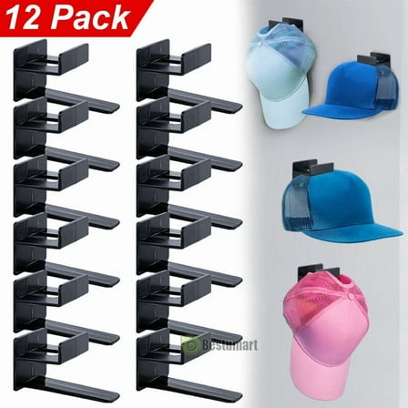 12X Baseball Cap Hat Rack Wall Door Hanger Holder Storage Organize Self Adhesive