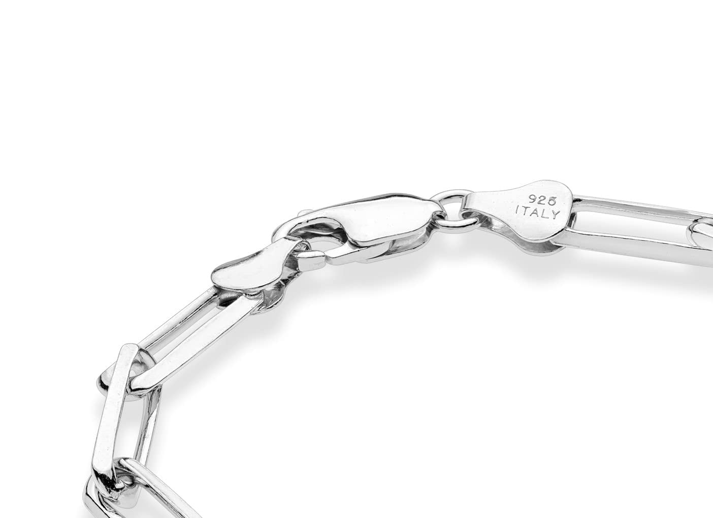 Miabella Solid 925 Sterling Silver Italian 5mm Paperclip Link Chain Bracelet for Women Men, Made in Italy (sterling silver, Length 8 Inches (average men's length))